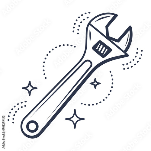 Adjustable wrench icon for repair and maintenance