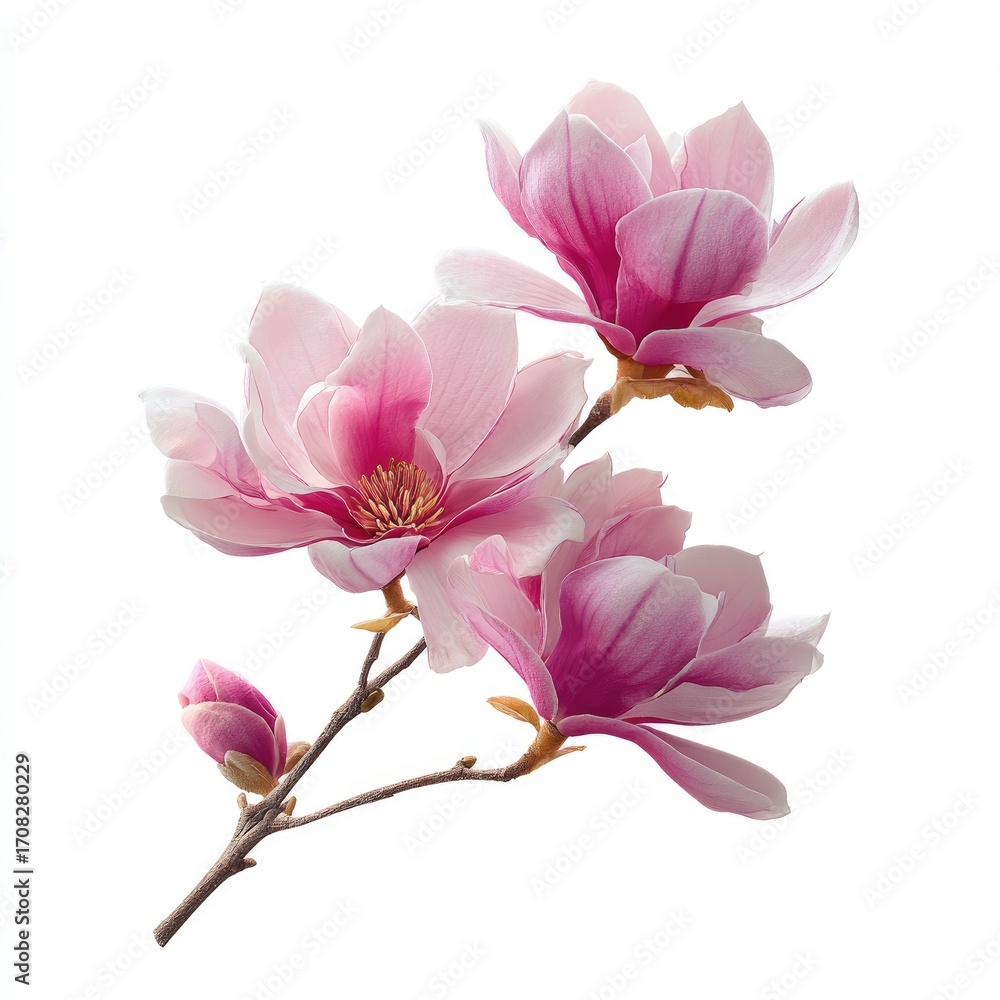 Fototapeta premium Delicate pink magnolia blossoms on branch