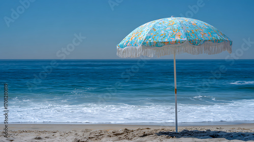 beach umbrella and blue sky