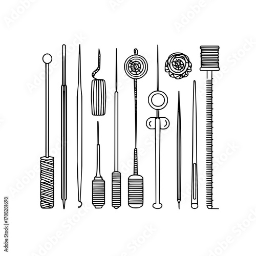 Assorted sewing tools needle threader embroidery crochet tatting lace making craft hobby tailor equipment set