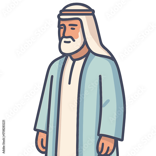 Traditional middle eastern clothing character in modern cartoon style