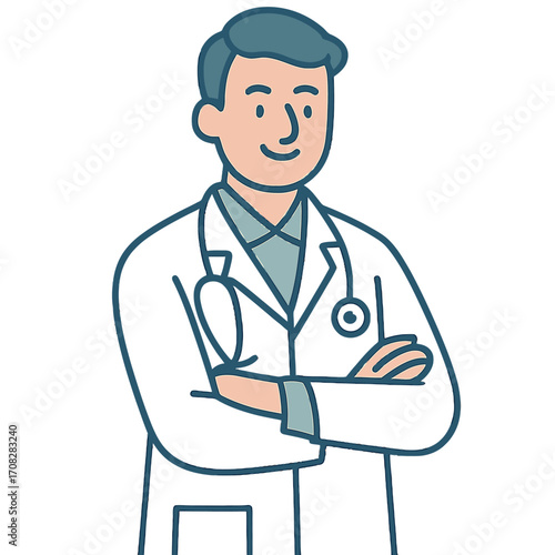 Friendly doctor with stethoscope in minimalist style
