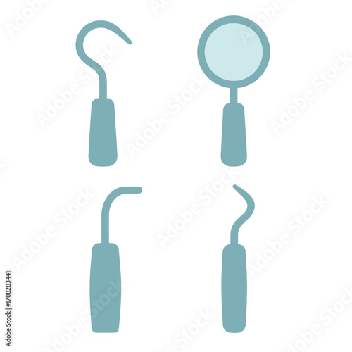 Glowing dental tools on dark background: modern blurred effect art