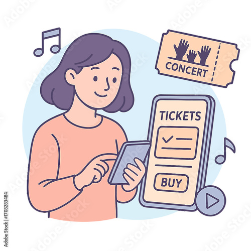 Online concert ticket purchase with mobile app