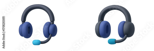 Modern communication headset with microphone and earcups