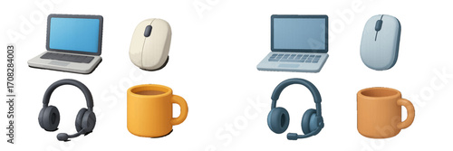 Modern office supplies and electronics with minimalist design elements