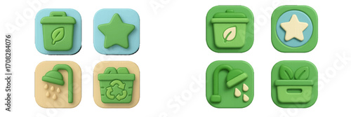 Green eco icons for sustainability and recycling themes