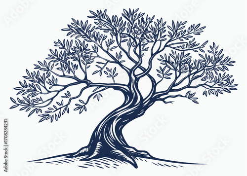 Silhouette Icon of an Olive Tree Isolated on White Background