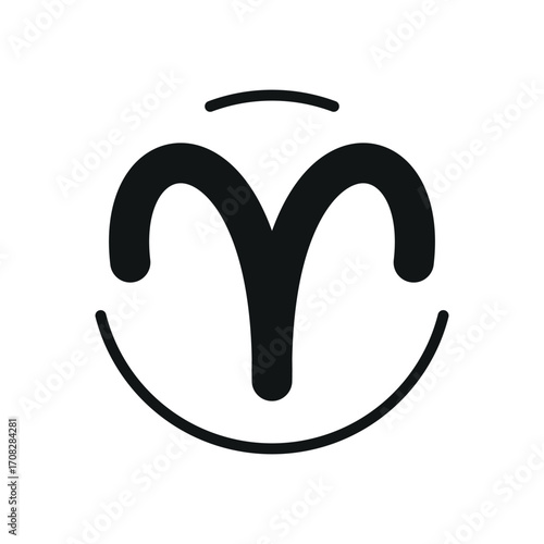 Aries icon in glyph for simple zodiac and horoscope graphics.