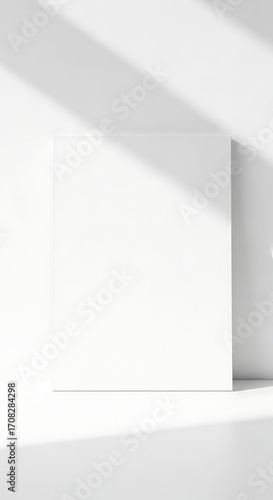 Wallpaper Mural Minimalist White Room with Blank Canvas and Sunlight Shadows Torontodigital.ca