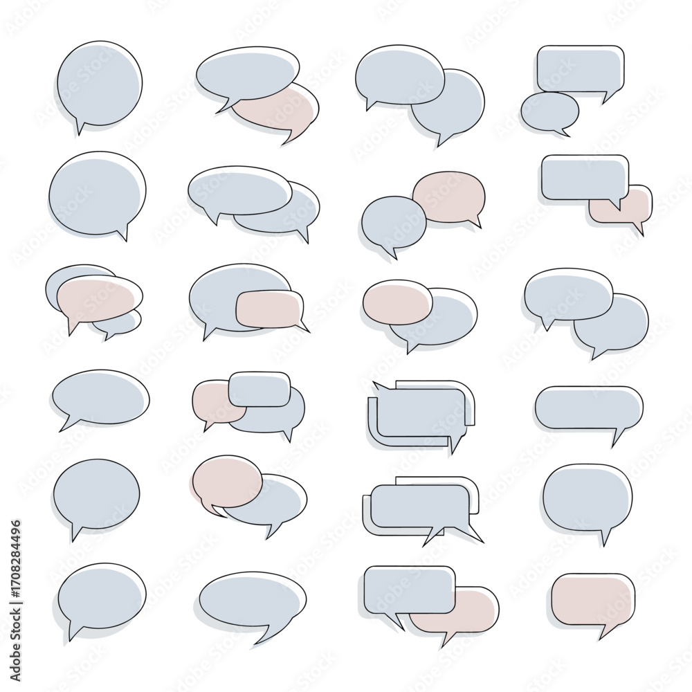 Obraz premium Collection of Speech Bubbles and Thought Bubbles for Communication and Ideas.