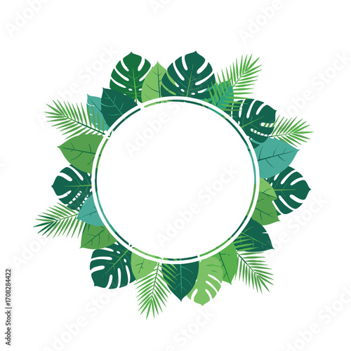 Tropical Leaves Circle Frame Decoration.