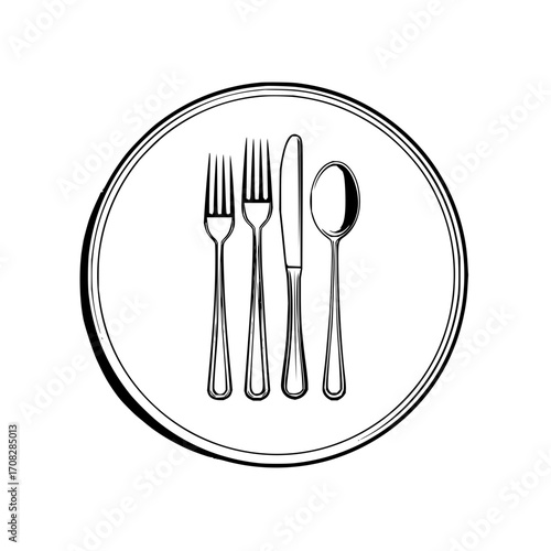 Fork knife spoon cutlery restaurant dining silverware kitchen utensil dinner lunch food service place setting design 100