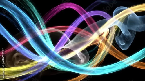 Abstract Colorful Light Trails & Motion on a Black Background