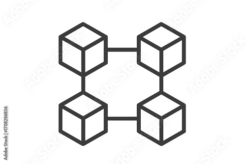 Blockchain line icon. Crypto currency technology. Digital block chain concept. Fintech, decentralized transaction. Database, network security. Finance web sign. Vector symbol.