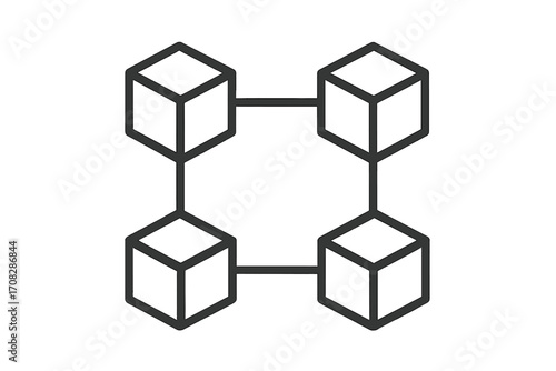 Blockchain line icon. Distributed ledger technology. Digital block chain network. Crypto currency and fintech concept. Web symbol. Data transaction. Finance technology.