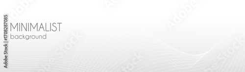 White abstract minimalist vector banner. Light neutral wavy lines business background, header