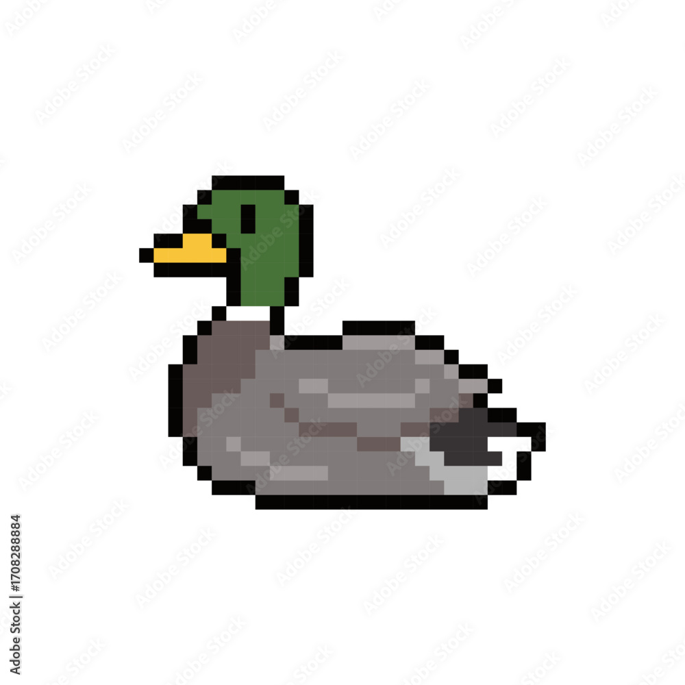 Fototapeta premium duck goose draw pixel art
