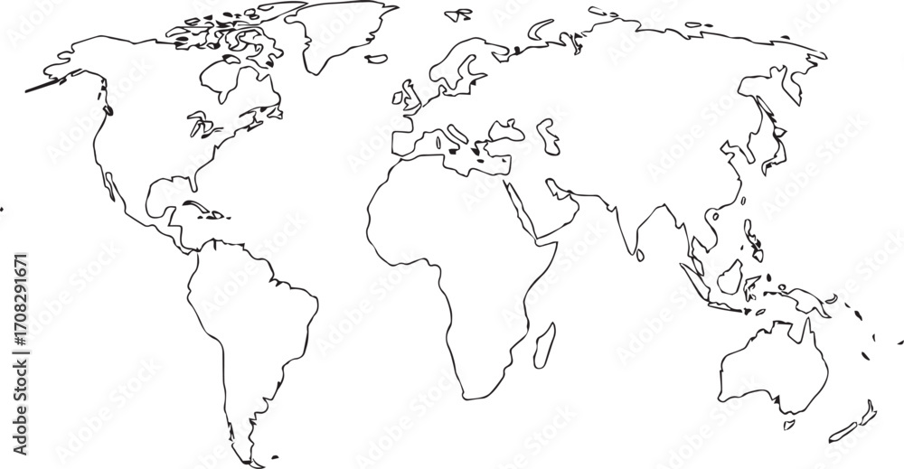 Obraz premium World Map Line Art Style