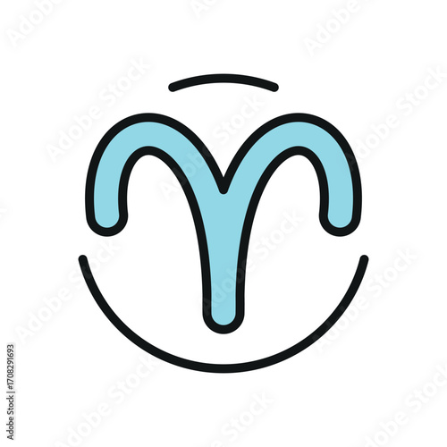Aries icon in color with line for zodiac, astrology, and horoscope visuals.