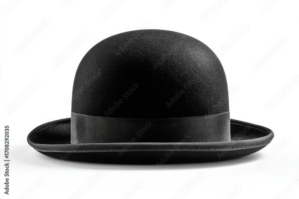 Obraz premium Black bowler hat, top view