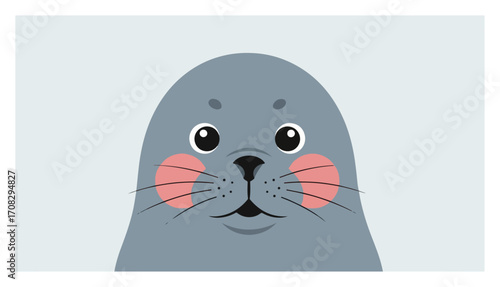Cute Peeking Seal Pup Cartoon Character