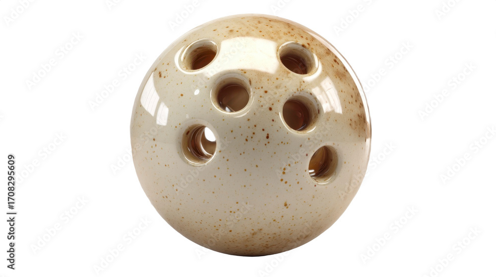 Obraz premium Decorative Ceramic Ball with Multiple Holes in Neutral Beige with Brown Speckles