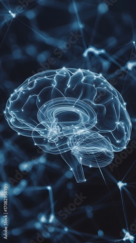 Abstract Digital Brain Network Connection Symbolizing Human Mind, AI, and Complex Cognitive Processes in a Futuristic Neural Environment