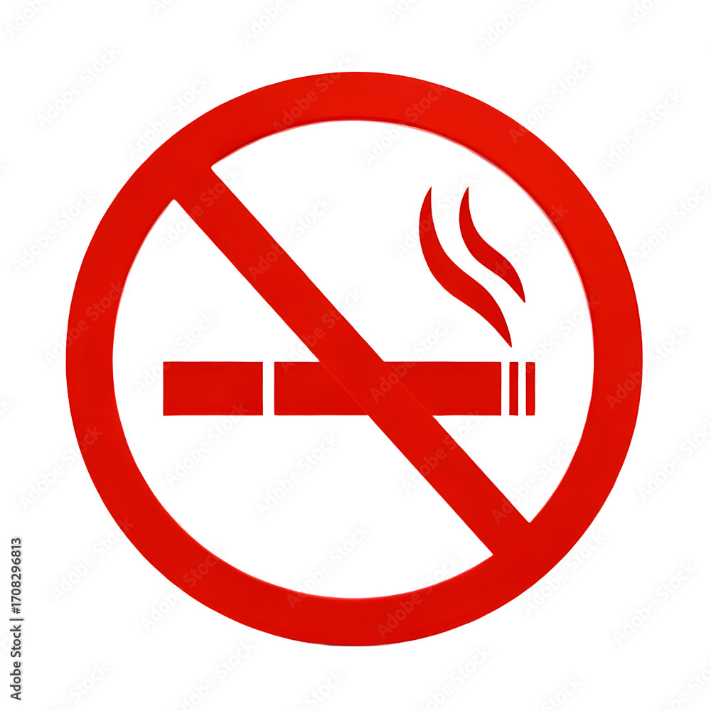 Obraz premium No Smoking Prohibition Sign: A bold red prohibition sign against smoking, signifying a clear directive for a smoke-free environment, advocating for health and wellness.