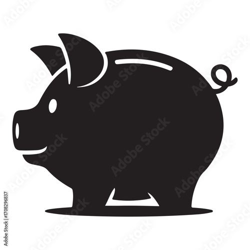 Piggy bank silhouette isolated on white background