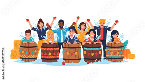 Autumn Festival Fun: A lively illustration captures the spirit of an autumn festival.