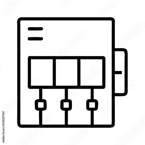 Fuse box diagram with circuit breakers in minimal outline style  