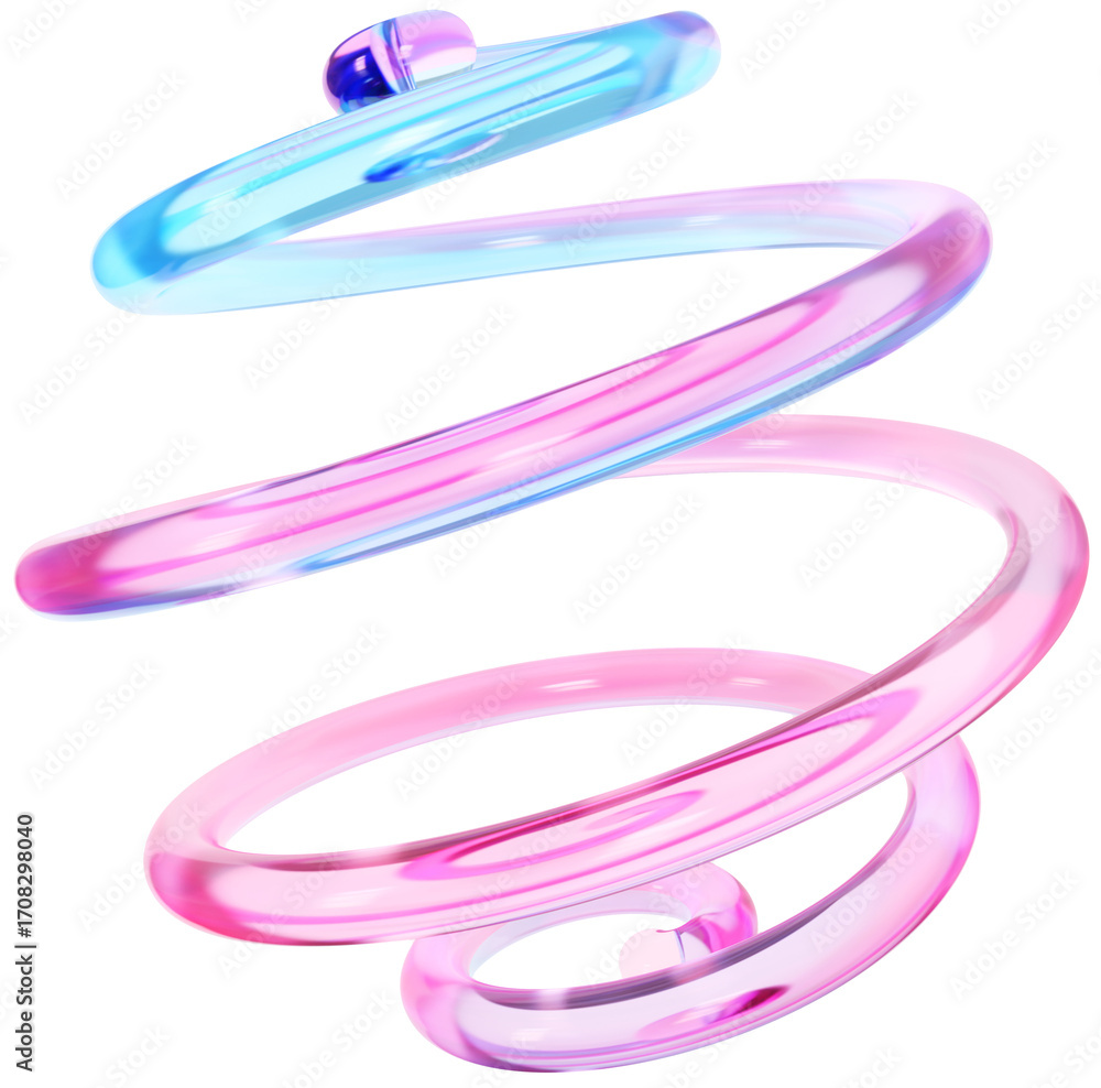 Naklejka premium 3D Colorful Glass abstract shape element. Glossy iridescent geometric form. Crystal glass illustration with gradient dispersion effect
