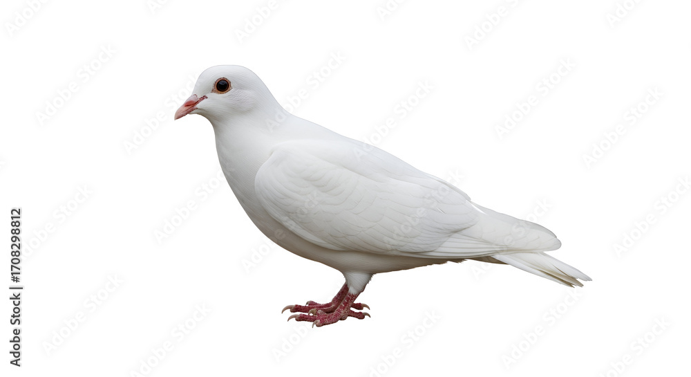 Fototapeta premium White dove in profile, bird of peace isolated PNG with Transparent Background