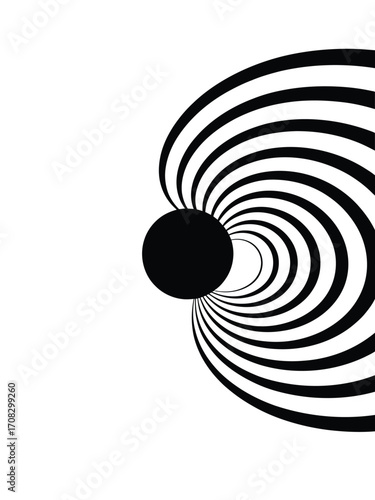 Abstract representation of a magnetic field emanating from a dark sphere