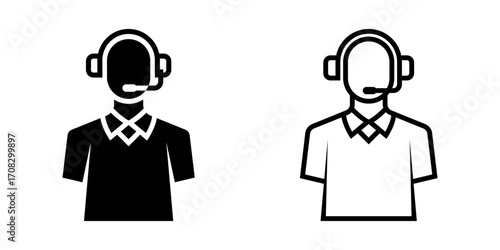 Customer Service icon set. Simple Flat Style Support Man Operator Avatar Silhouette Icon