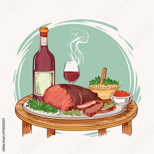 Argentine barbecue Asado, traditional latin american cooking