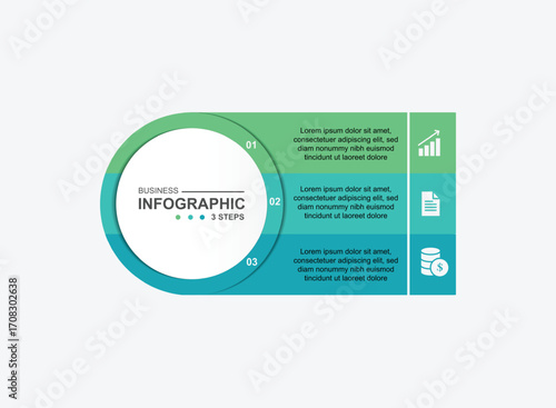 design template banner infographic. 3 step process information or presentation with icons