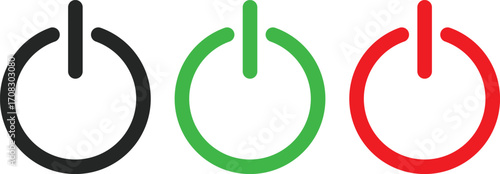 Power on off  icon set. green Switch on and red Switch off symbol. Turn on and shutdown sign