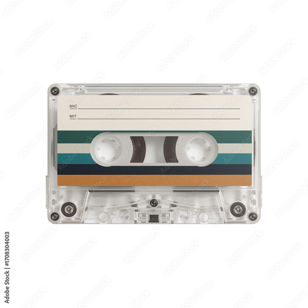 Naklejka premium Nostalgic transparent audio cassette tape design for retro sound listening pleasure