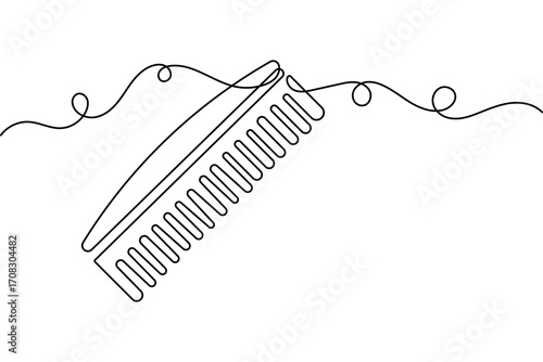 Hair comb outline vector isolated in continuous one line drawing minimalist elegant simple design
