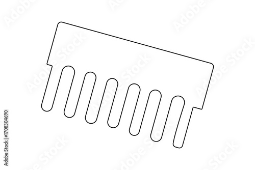 Hair comb outline vector isolated in continuous one line drawing minimalist elegant simple design
