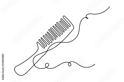 Hair comb outline vector isolated in continuous one line drawing minimalist elegant simple design
