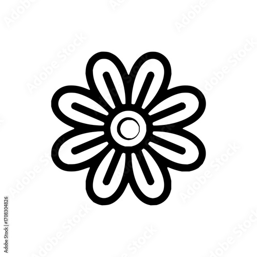 Black and white flower floral design vector spring blossom nature plant daisy petal simple graphic element art