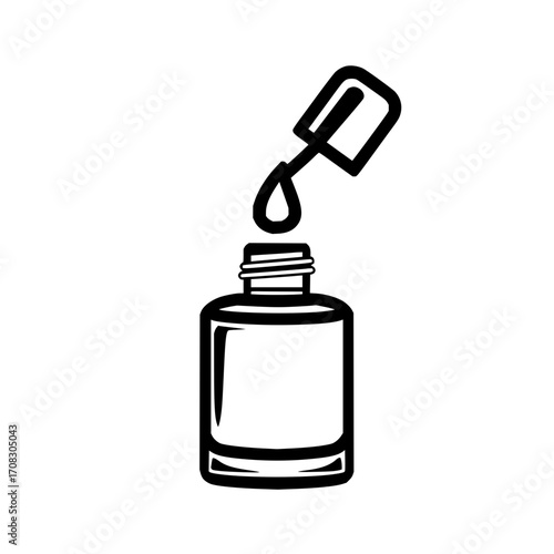 Nail polish bottle with brush vector illustration manicure beauty salon cosmetic fashion style design art graphic