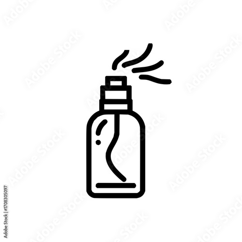 Spray bottle perfume fragrance atomizer scent aroma cosmetic essential oil container product design vector icon