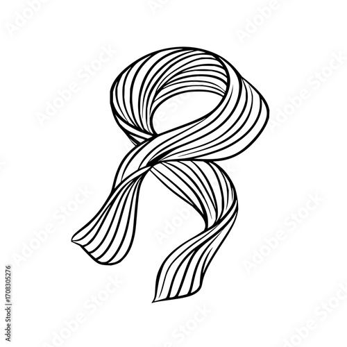 Elegant scarf drawing fashion accessory neckwear design monochrome stylish winter apparel vector illustration