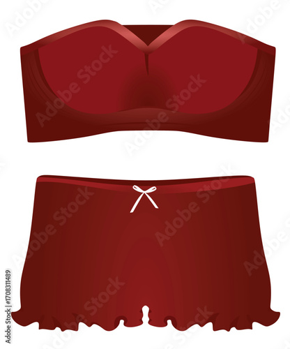 Red woman bra and panties. vector	