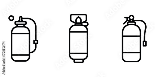 gas-cylinder outline or line icon design bundle.