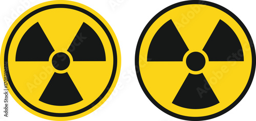 radiation icon set. circular radiation hazard sign. Radioactive safety danger caution Nuclear Atomic bomb